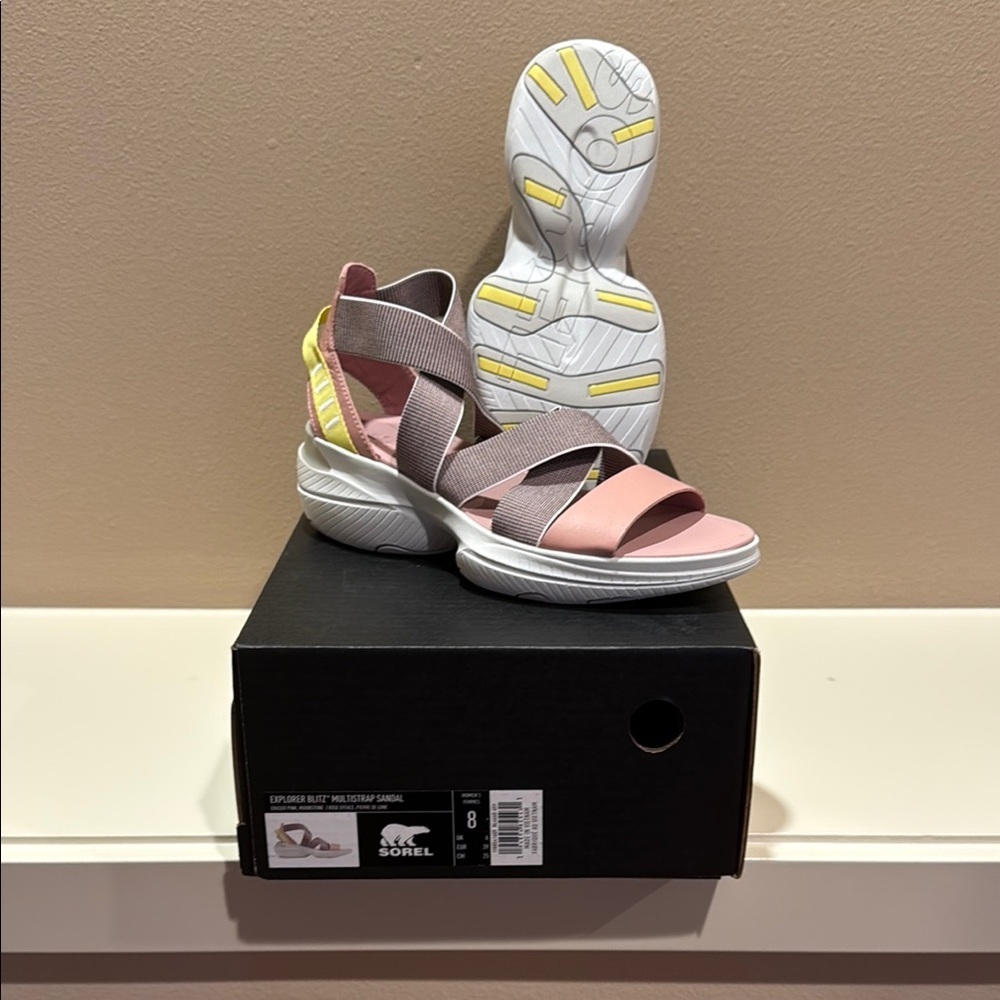 Sorel Women's Pink and Yellow Multi-Strap Sandals